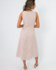 Fleur Lilac Embroidered Midi Dress back view, bridal shower dress outfit inspo