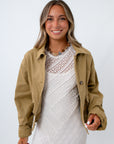 Capstone Khaki Olive Cropped Trench Jacket