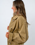 Lightweight cotton jacket for fall layering, jacket with boxy fit, cropped trench jacket