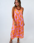 Orange and purple floral dress for summer, vacation dress, clemson game day dress