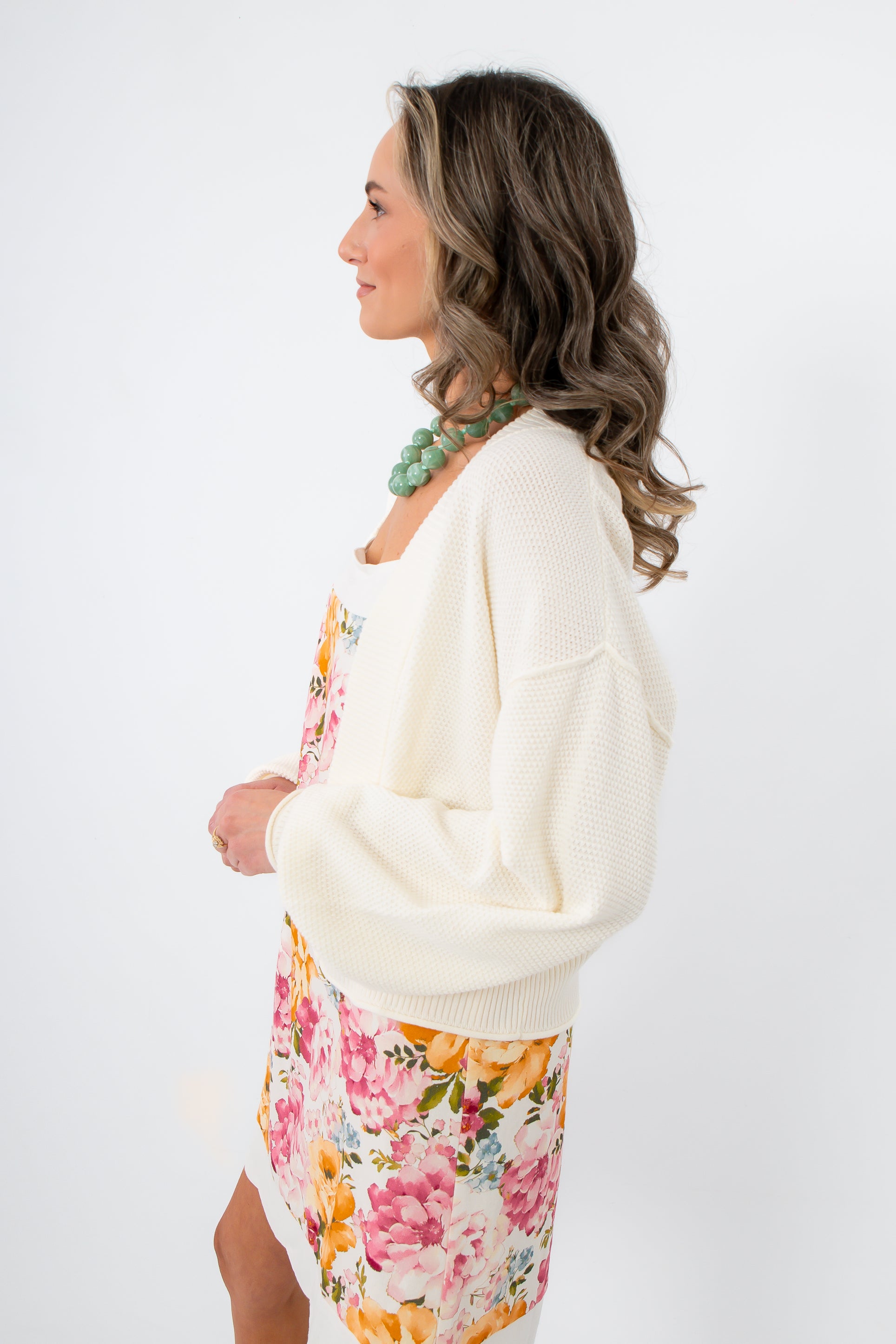 IF Cream Waffle Knit Cardigan - Cream Waffle Knit Cardigan