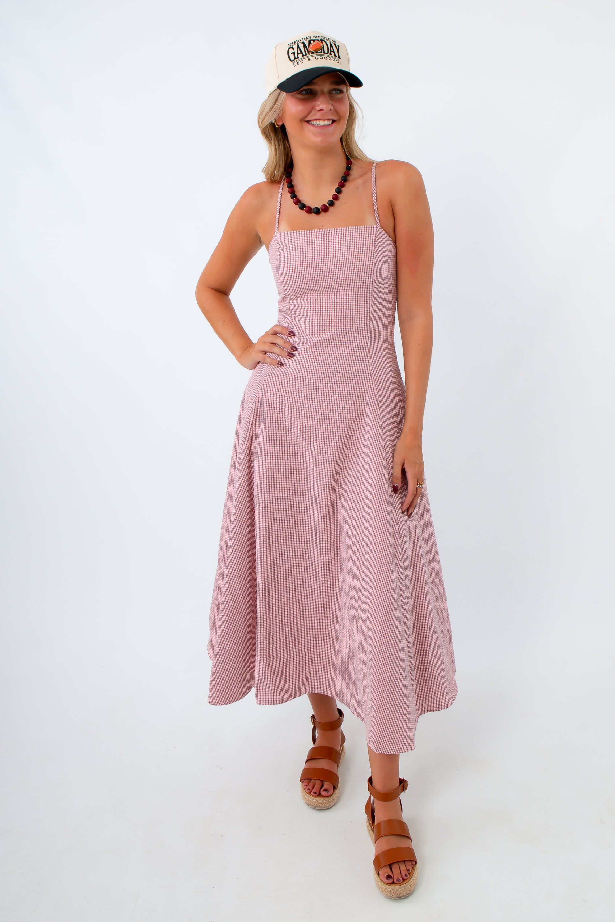 burgundy game day dress August Gingham Midi | Dress december_2025 dresses for women turquoise See the size chart Color:Black and Light Blue