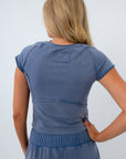 Soft knit cropped lounge top, washed denim cropped lounge top, comfy cropped lounge top