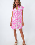 THML Pink Hint of Lime Button Front Dress