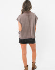 Double Check Brown Sleeveless Polo Top