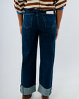 Comfortable high-rise wide leg jeans with seaming accents, stretchy jeans for women, dark wash daze denim, dark wash daze jeans