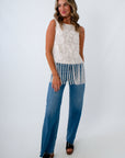 Western bridal top with fringe, western fall top with floral embroidery, ivory western fall tops