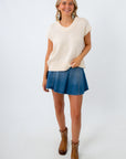 100% cotton short sleeve sweater, fall short sleeve sweaters, cream short sleeve sweater