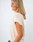 Cream oversized sweater for transitioning into fall, oversized sweater, cream short sleeve sweater