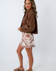 Western style mini skort, country concert outfit, fall mini skort, brown mini skort