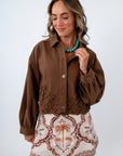 Seagarden Appliqué Brown Floral Detail Jacket
