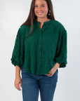 Jayne Green Lace Bubble Sleeve Blouse