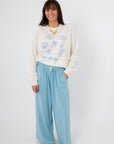 Brandy Blue Fold Over Knit Sweatpant styled outfit