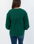 Jayne Green Lace Bubble Sleeve Blouse