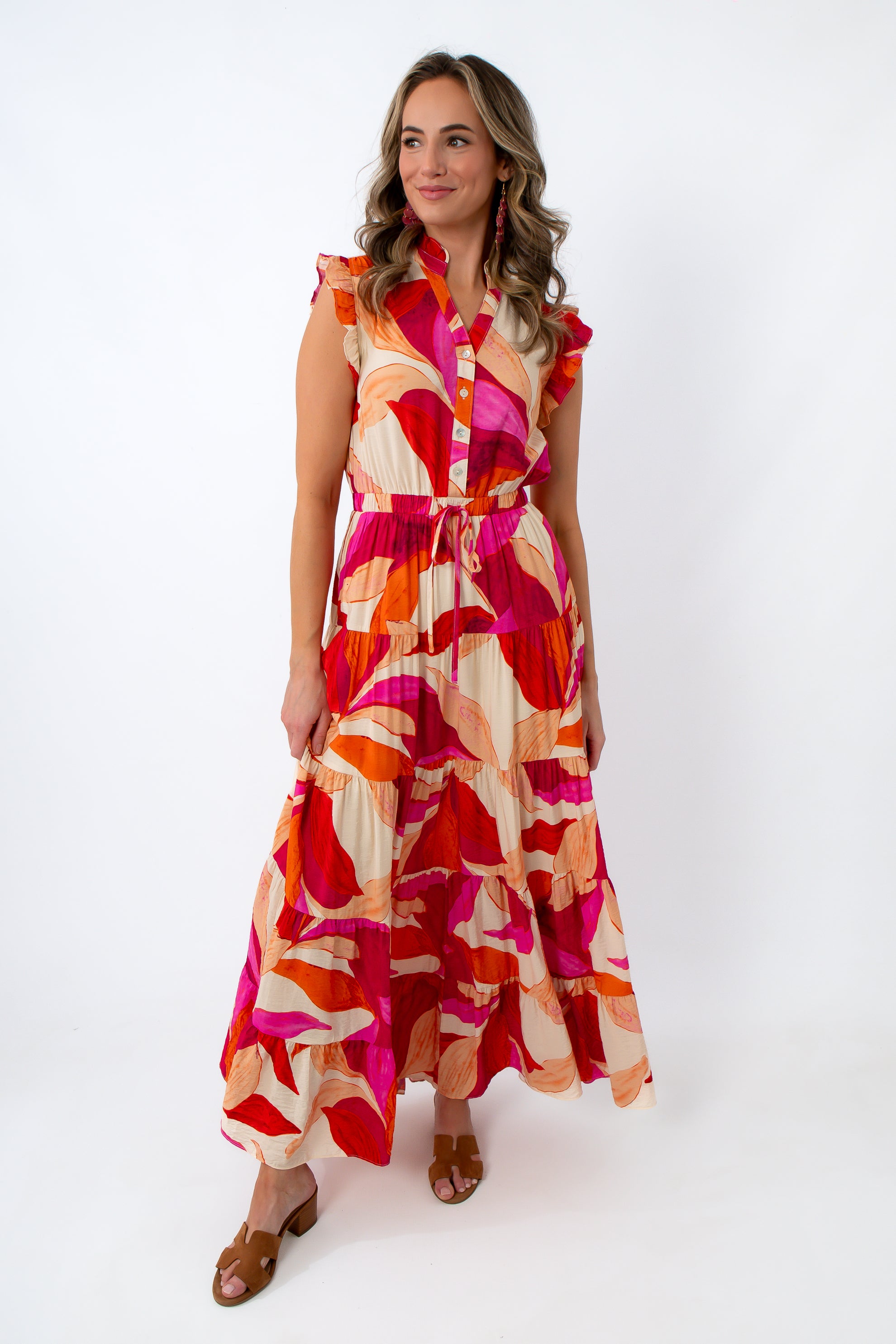 taylor maxi dress Taylor Tropical Print Tiered Maxi Dress