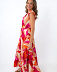 Taylor Warm Tropical Print Tiered Maxi Dress