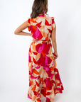 Taylor Warm Tropical Print Tiered Maxi Dress