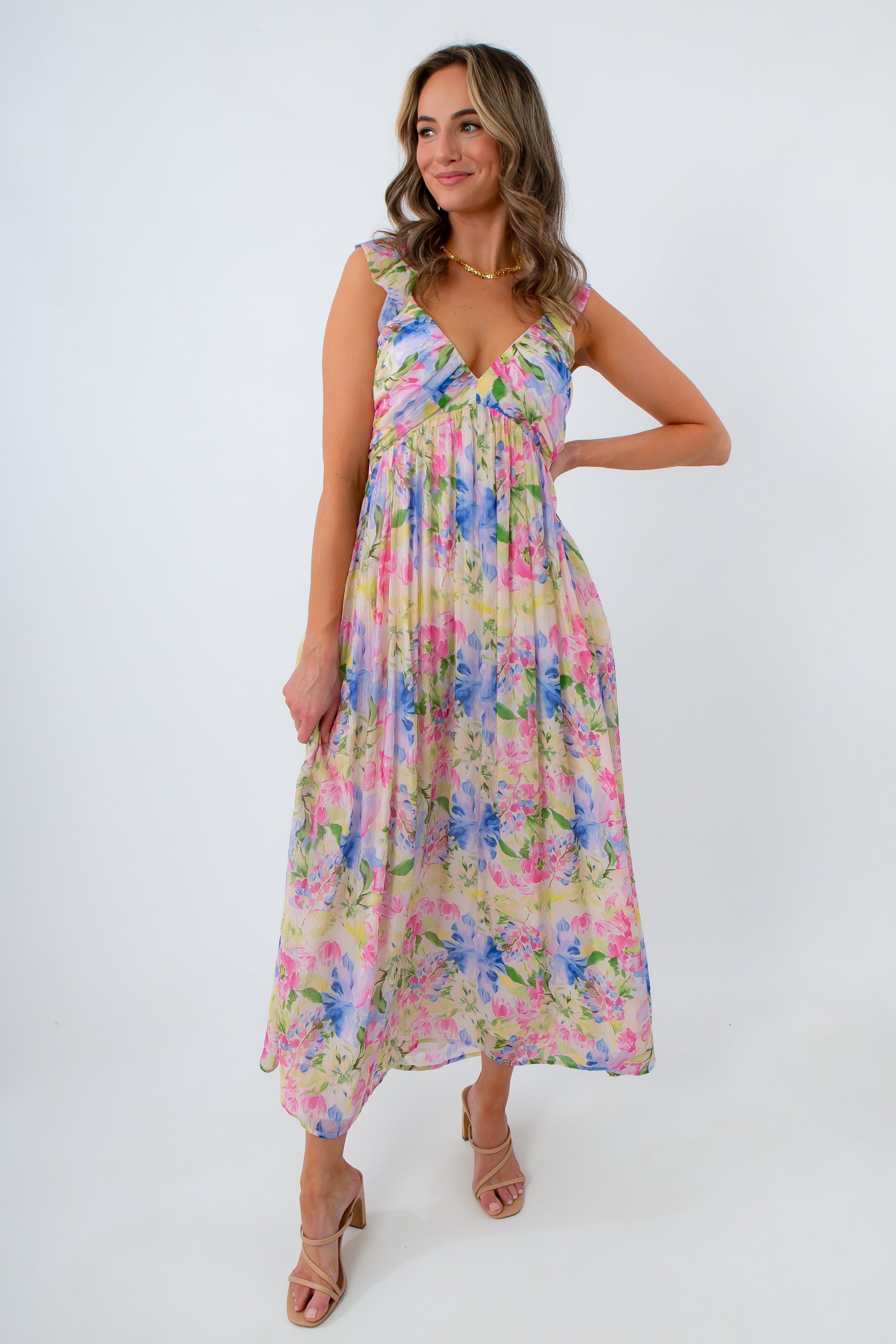 watercolour maxi dress MinkPink Watercolor Floral Celina Maxi Dress