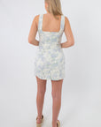 Hydrangea Haze Floral Eyelet Mini Dress back view