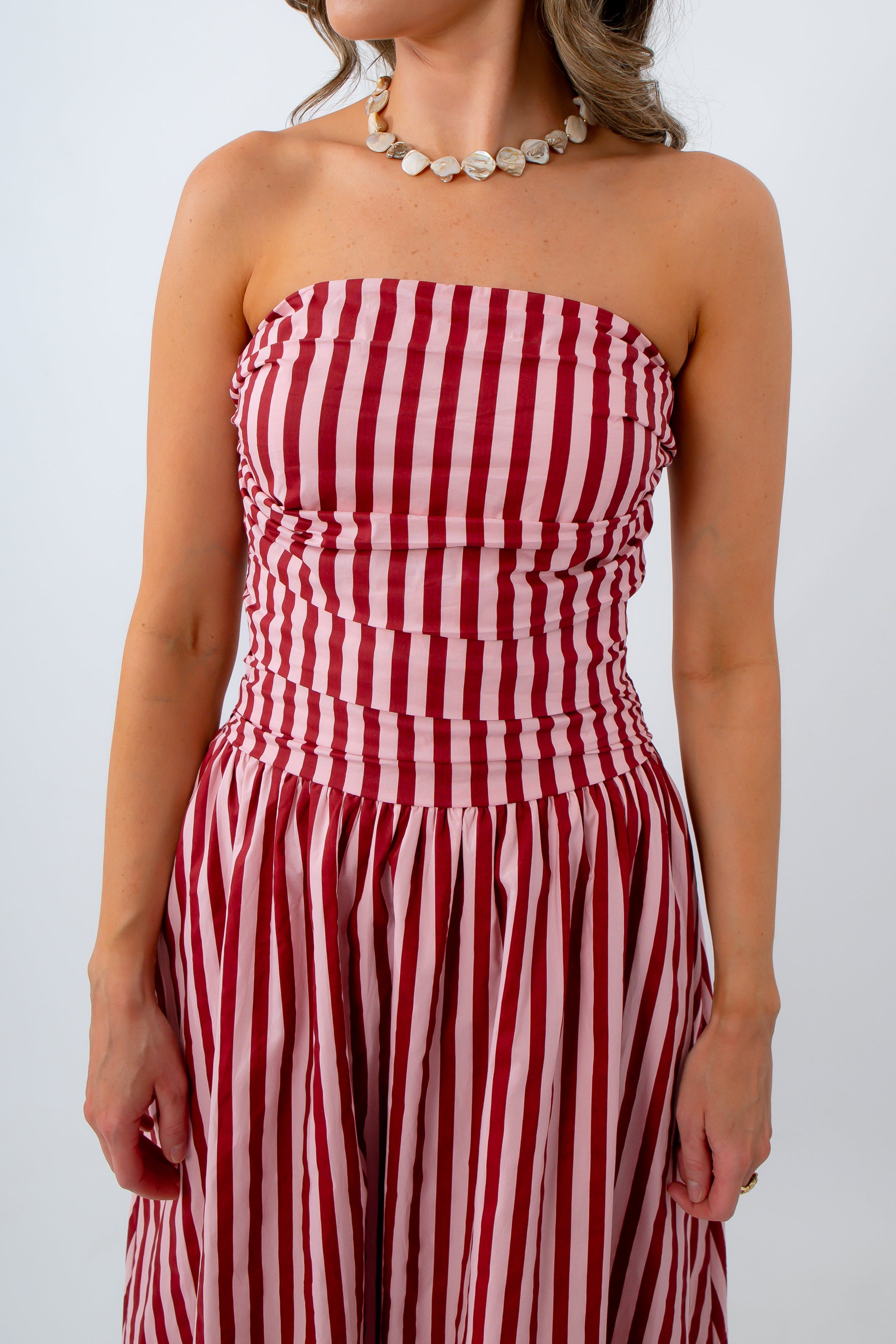 Candy Stripe Pink Strapless Maxi Dress | Summer & Gameday L Candy Stripe Pink Strapless Maxi Dress | Summer & Gameday L