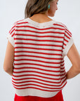 patriotic red and white stripe summer sweater