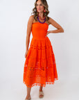 Orange You Glad She's Back Eyelet Strapless Midi Dress