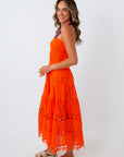 Auburn game day orange midi dress, strapless orange midi dress, Clemson game day orange midi dress