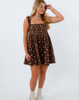 Chocolate Brown Polka Dot Babydoll Mini Dress