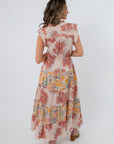 Peach Patchwork Floral Maxi Dress