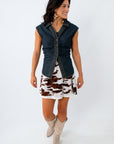 Veronica Dark Blue Denim Ruched Top