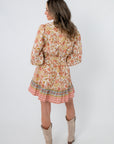 Clyvedon Cream Floral Patterned Mini Dress