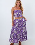 Pep Rally Purple Patterned Midi Skirt
