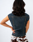 Veronica Dark Blue Denim Ruched Top
