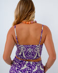Gameday purple top, purple patterned top, purple patterned matching set