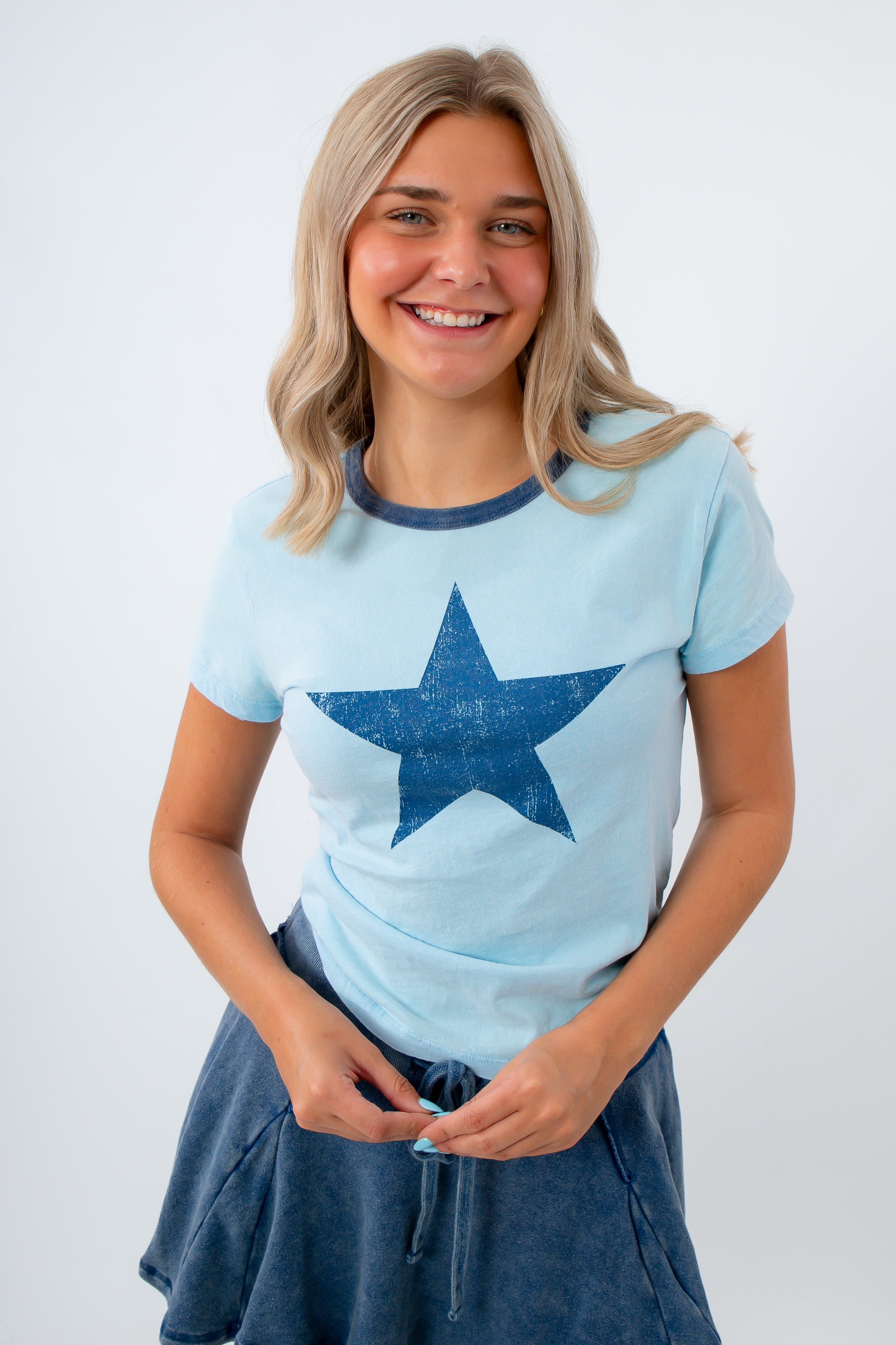 American Girls Blue Star Ringer Tee | 4th of July Styles Approved