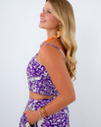 Purple patterned tank for LSU gameday, Purple patterned tank for Clemson gameday, purple and white patterned tank