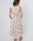 Spring Soirée White Floral Midi Dress