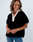 Capsule Black Contrast Trim Top