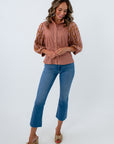 Elegant 3 quarter sleeve peplum blouse for office, fall workwear, floral long sleeve blouse for work