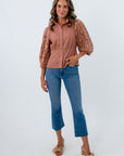 Tawny Mocha Button Front Peplum Blouse for fall workwear, long sleeve button front blouse, long sleeve top for work