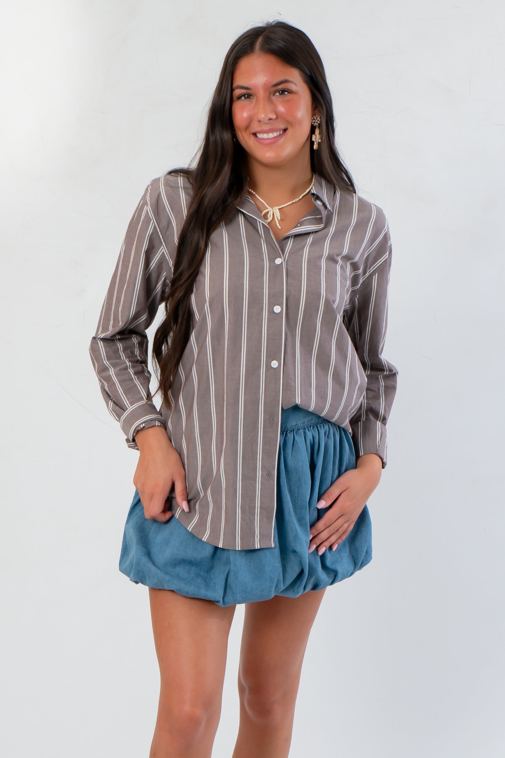 Z Supply Sandalwood Seaport Striped Poplin Button Up