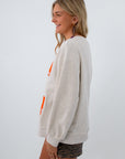 Oversized Clemson mascot letter pullover, grey clemson sweatshirt, oversized clemson sweatshirt, clemson sweatshirt with sequins