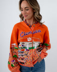 Purple and orange Clemson stadium sweater, queen of sparkles clemson stadium sweater