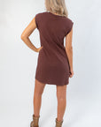 Z Supply Sandalwood Routine Shift Mini Dress – Casual & Comfortable back view highlighting seam detail and easygoing fit for everyday wear.