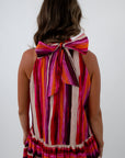 Comfortable cotton halter dress for tailgates, 100% cotton mini dress, halter dress with sunset colors
