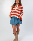 Taylor Orange Striped Bell Sleeve Sweater