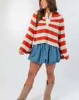 Taylor Orange Striped Bell Sleeve Sweater