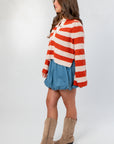 Taylor Orange Striped Bell Sleeve Sweater