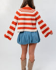 Taylor Orange Striped Bell Sleeve Sweater