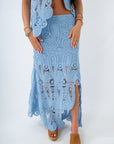 Calypso Sky Blue Asymmetrical Crochet Set